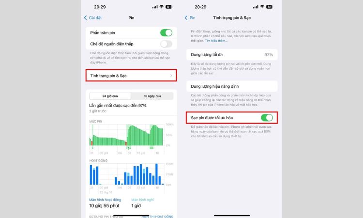 Cách tắt chế độ sạc tối ưu đến 80 trên iPhone