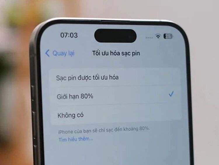 Giới hạn sạc 80% trên iPhone