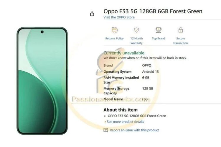 thông số Oppo F33